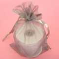 Flat Organza Gift Bag with 2 Satin Ribbon Silver 10/PK